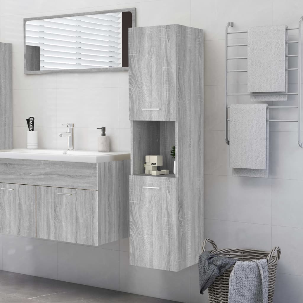 Armoire de bain Sonoma gris 30x30x130 cm Bois d'ingénierie