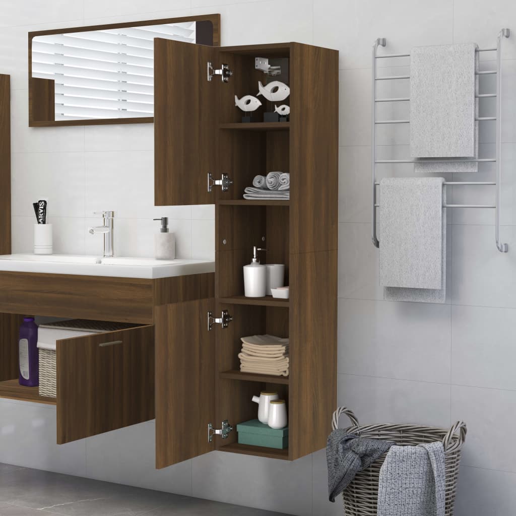 Armoire de bain Chêne marron 30x30x130 cm Bois d'ingénierie