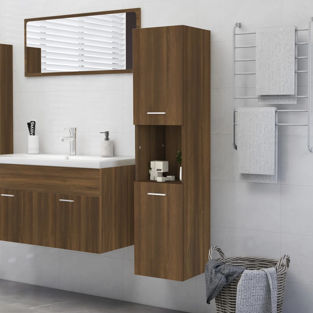 Armoire de bain Chêne marron 30x30x130 cm Bois d'ingénierie