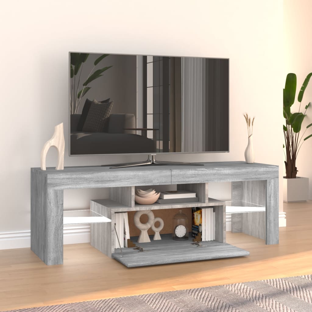 TV cabinet with LED lights sonoma gray 120x35x40 cm