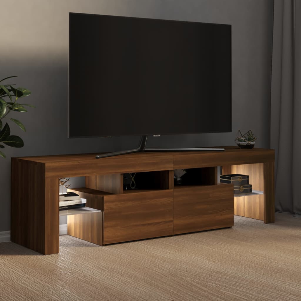 Meuble TV avec lumières LED Chêne marron 140x36,5x40 cm