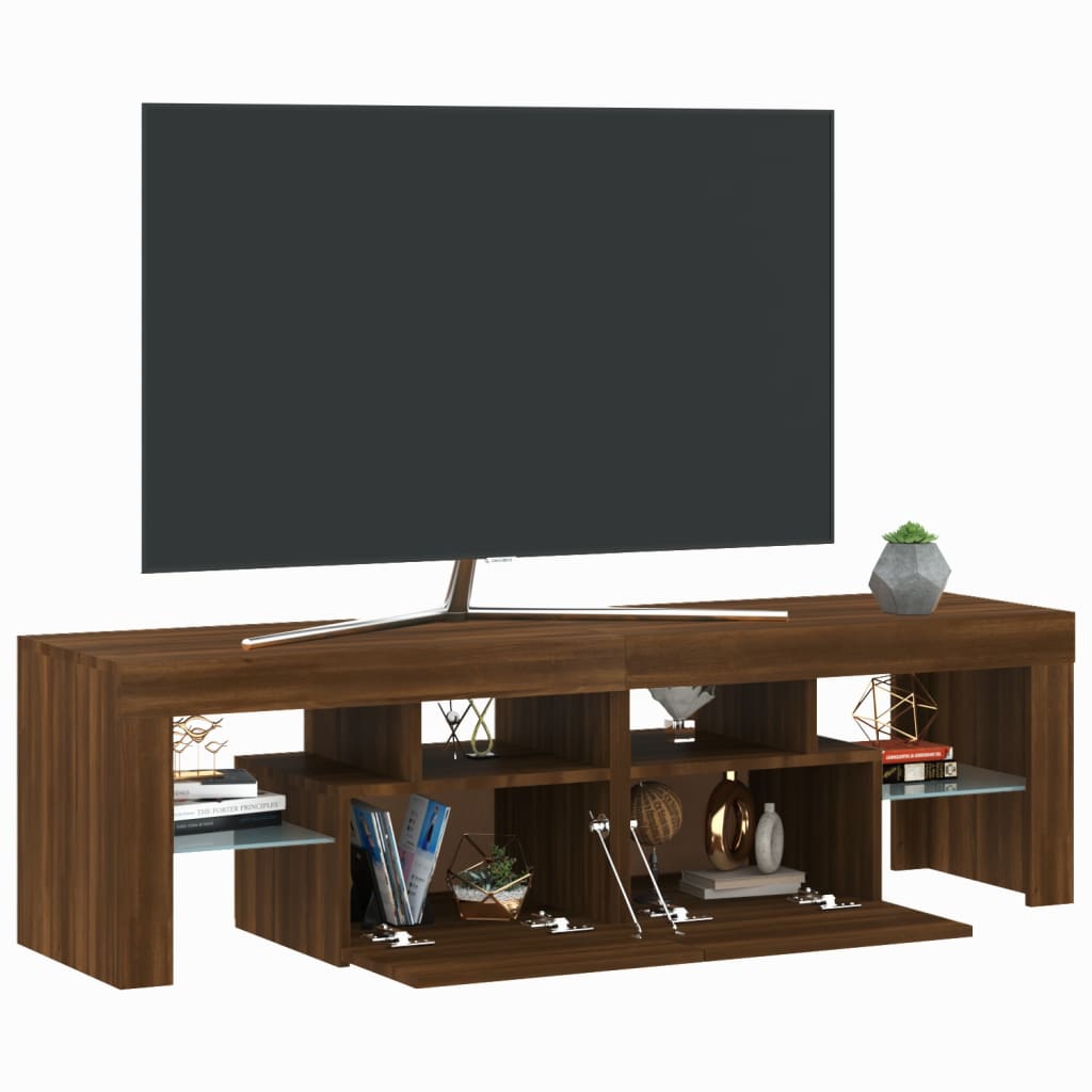 Meuble TV avec lumières LED Chêne marron 140x36,5x40 cm