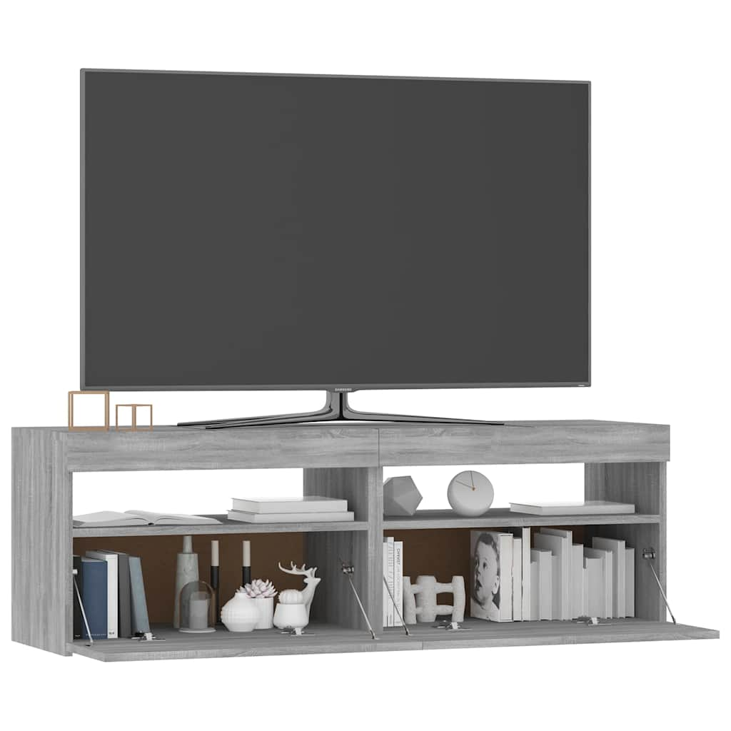 Meuble TV avec lumières LED sonoma gris 120x35x40 cm