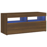 TV cabinet with LED lights Brown oak 90x35x40 cm