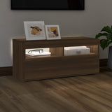 TV cabinet with LED lights Brown oak 90x35x40 cm