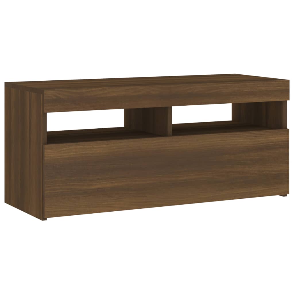 TV cabinet with LED lights Brown oak 90x35x40 cm