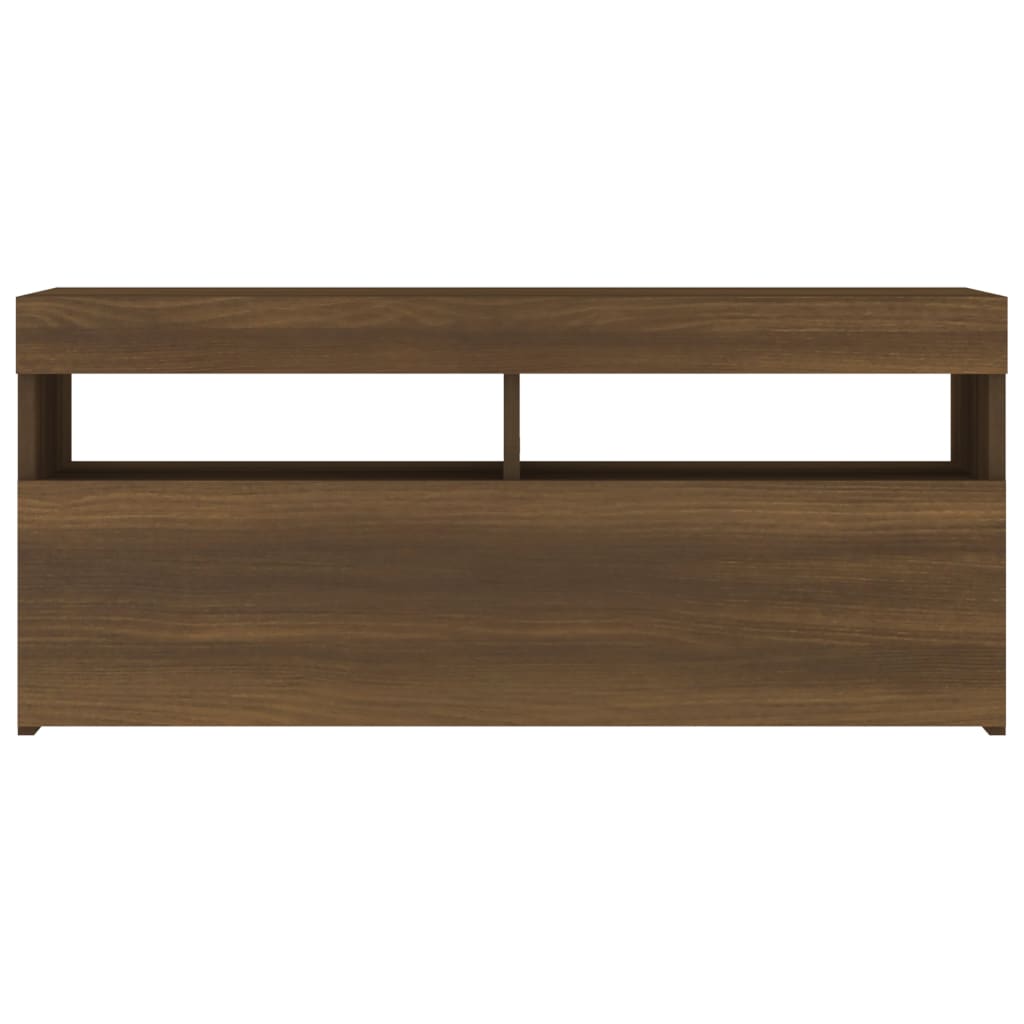 TV cabinet with LED lights Brown oak 90x35x40 cm