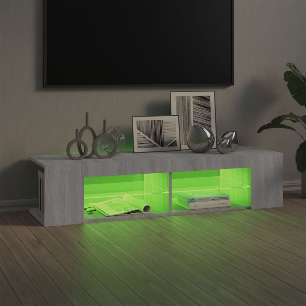 Meuble TV avec lumières LED sonoma gris 135x39x30 cm