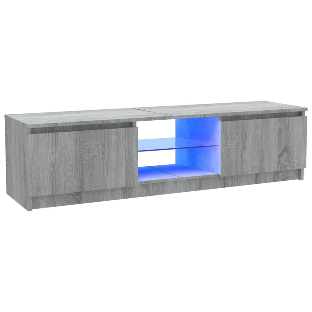 TV cabinet with LED lights sonoma gray 120x30x35.5 cm