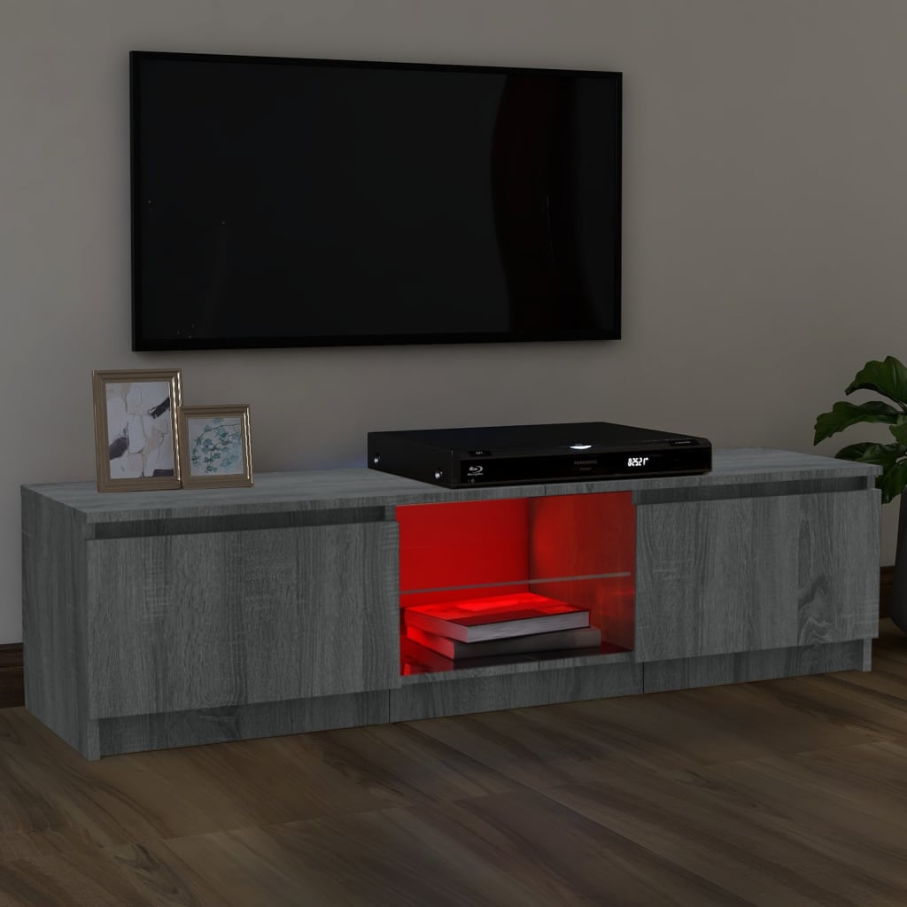 TV cabinet with LED lights sonoma gray 120x30x35.5 cm