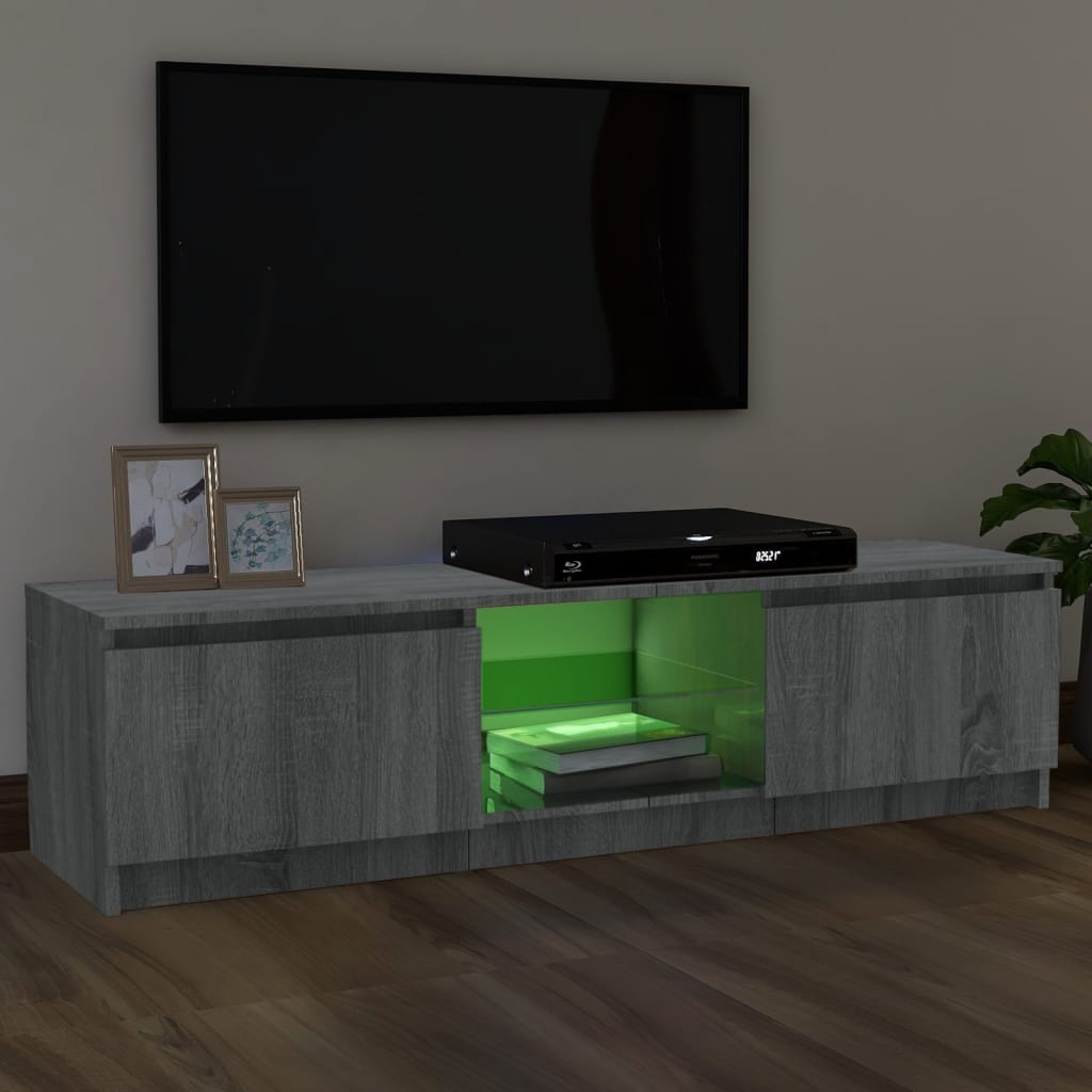 TV cabinet with LED lights sonoma gray 120x30x35.5 cm