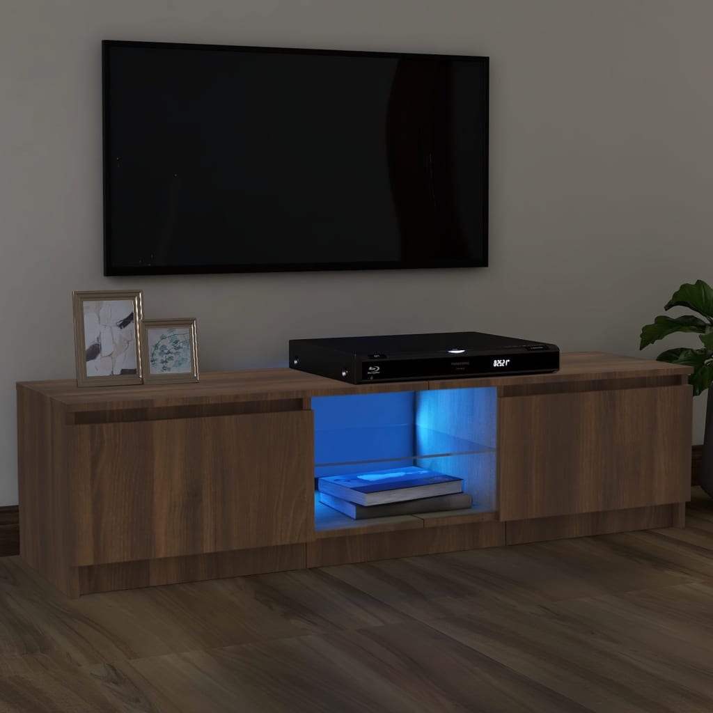 Meuble TV avec lumières LED chêne marron 120x30x35,5 cm