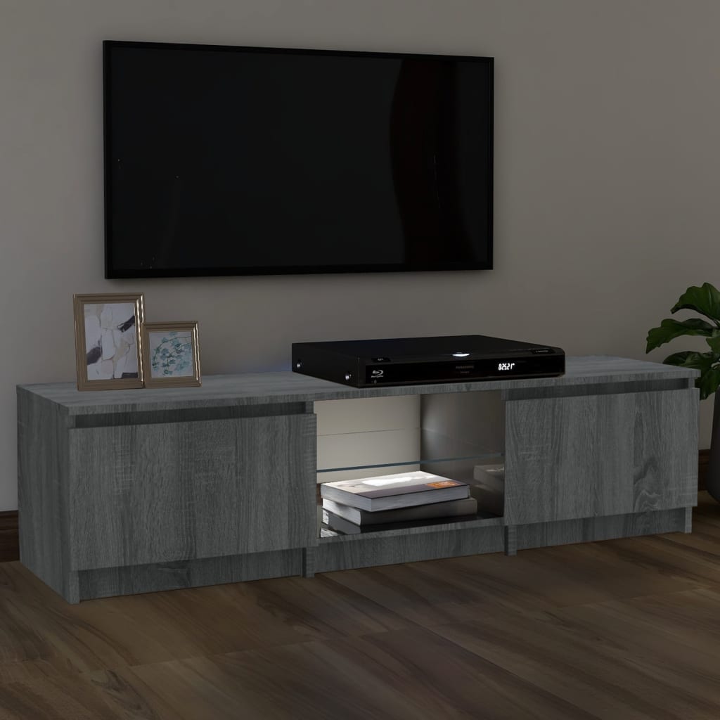 Meuble TV avec lumières LED Sonoma gris 140x40x35,5 cm