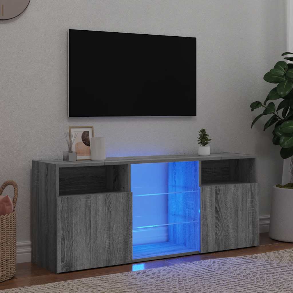 Meuble TV avec lumières LED Sonoma gris 120x30x50 cm