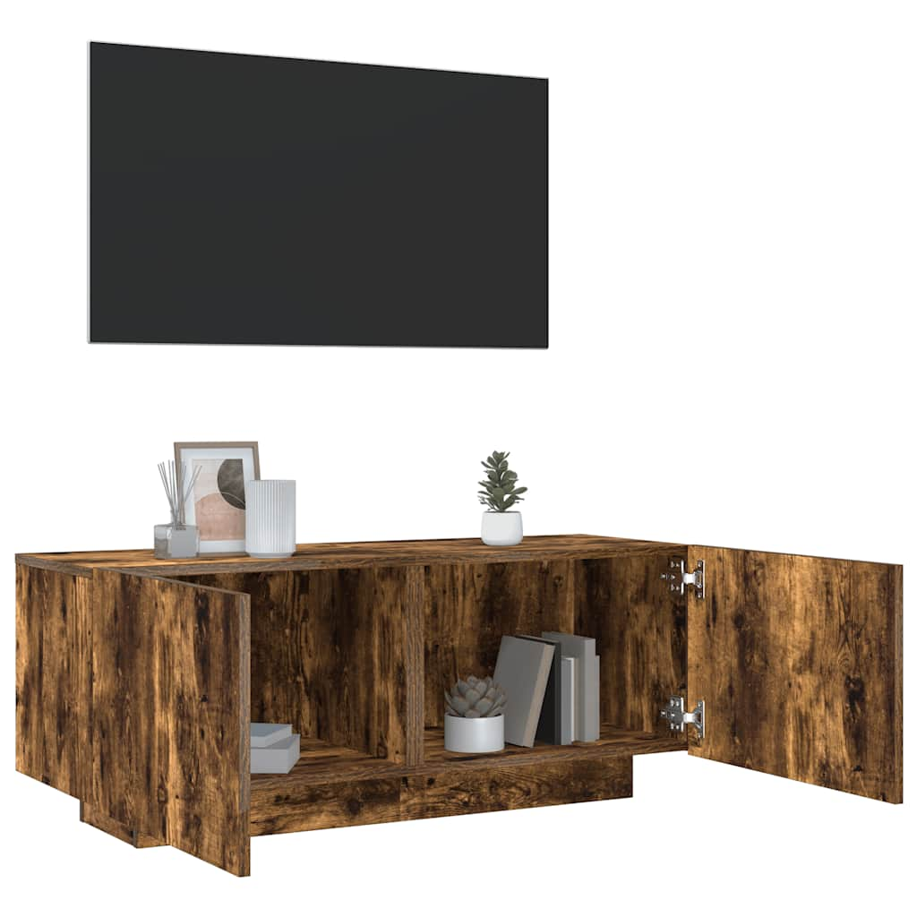 Meuble TV Chêne fumé 100x35x40 cm Bois d'ingénierie