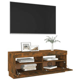 TV cabinet with LED lights smoked oak 100x35x40 cm