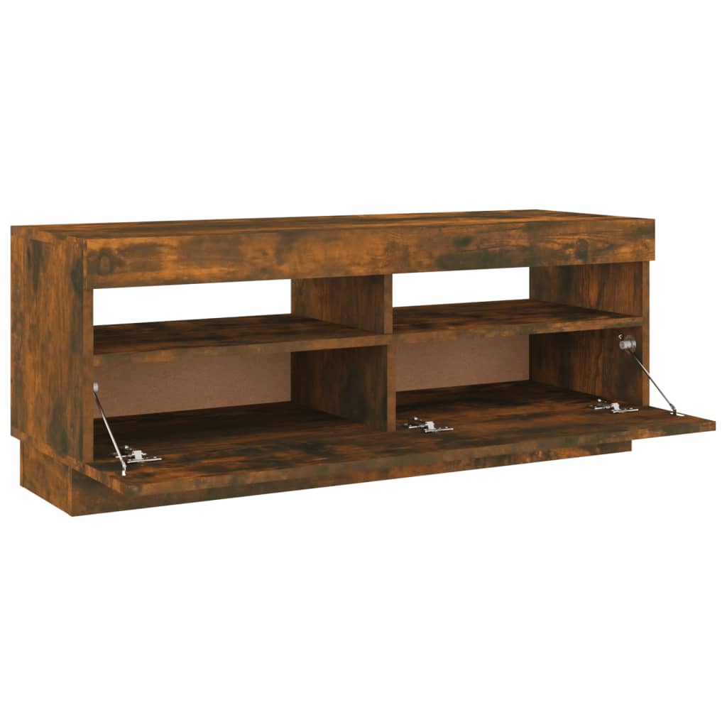 TV cabinet with LED lights smoked oak 100x35x40 cm