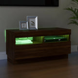 TV cabinet with LED lights brown oak 80x35x40 cm