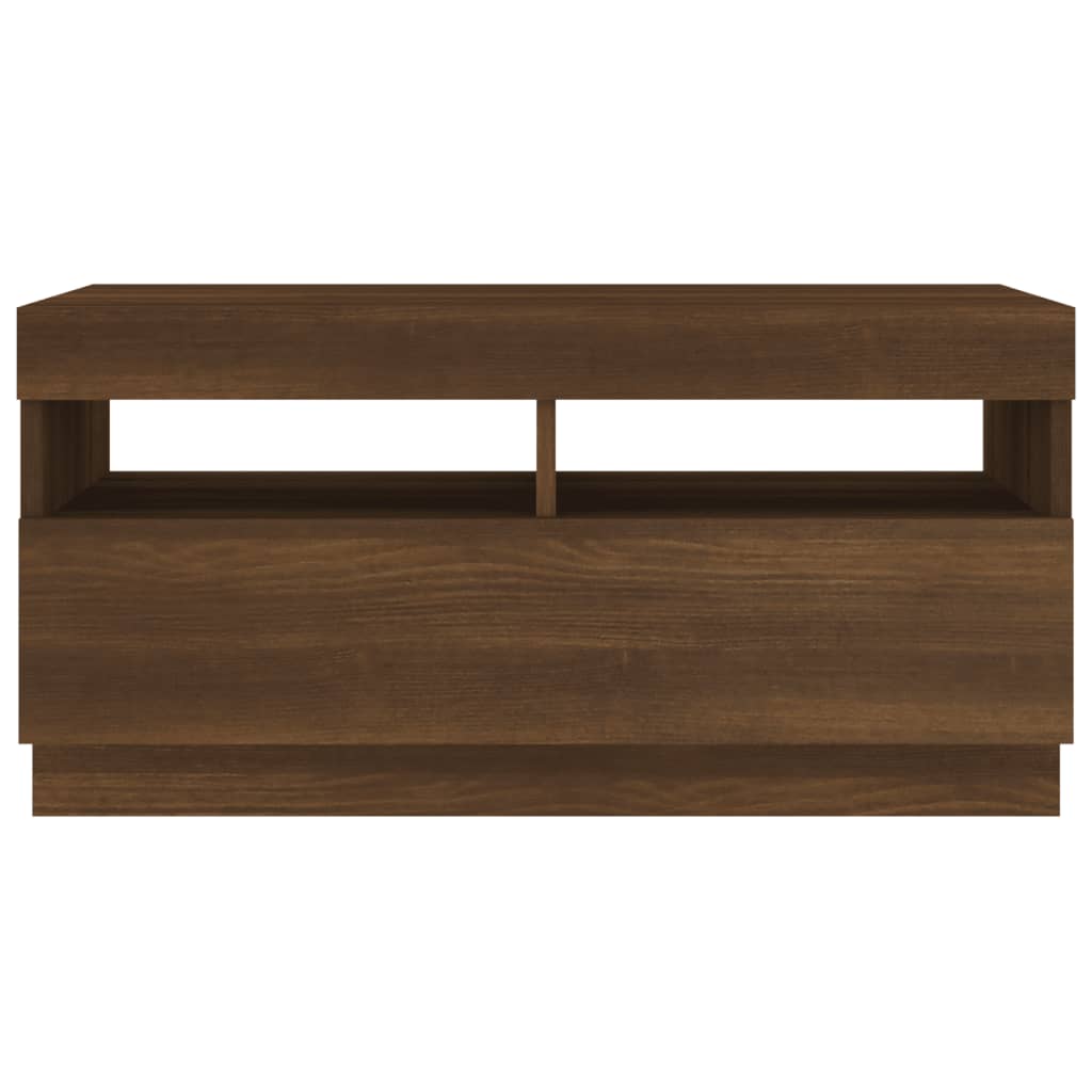 TV cabinet with LED lights brown oak 80x35x40 cm