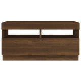 TV cabinet with LED lights brown oak 80x35x40 cm