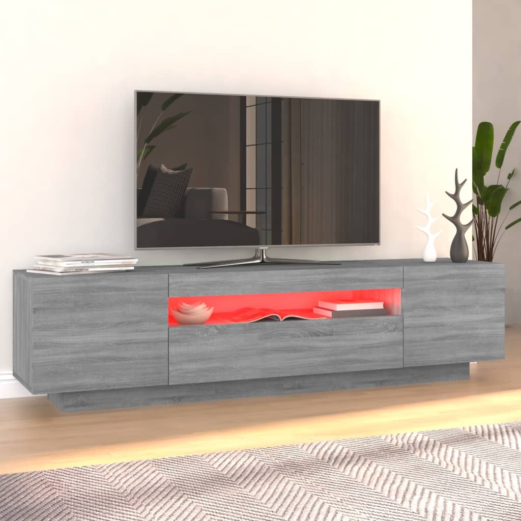 Meuble TV avec lumières LED Sonoma gris 160x35x40 cm