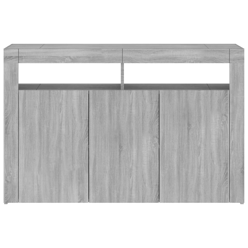 Buffet avec lumières LED sonoma gris 115,5x30x75 cm