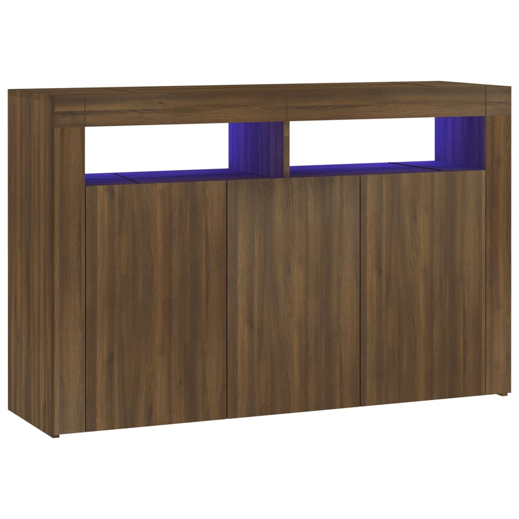 Sideboard mit LED-Leuchten, braune Eiche, 115,5 x 30 x 75 cm