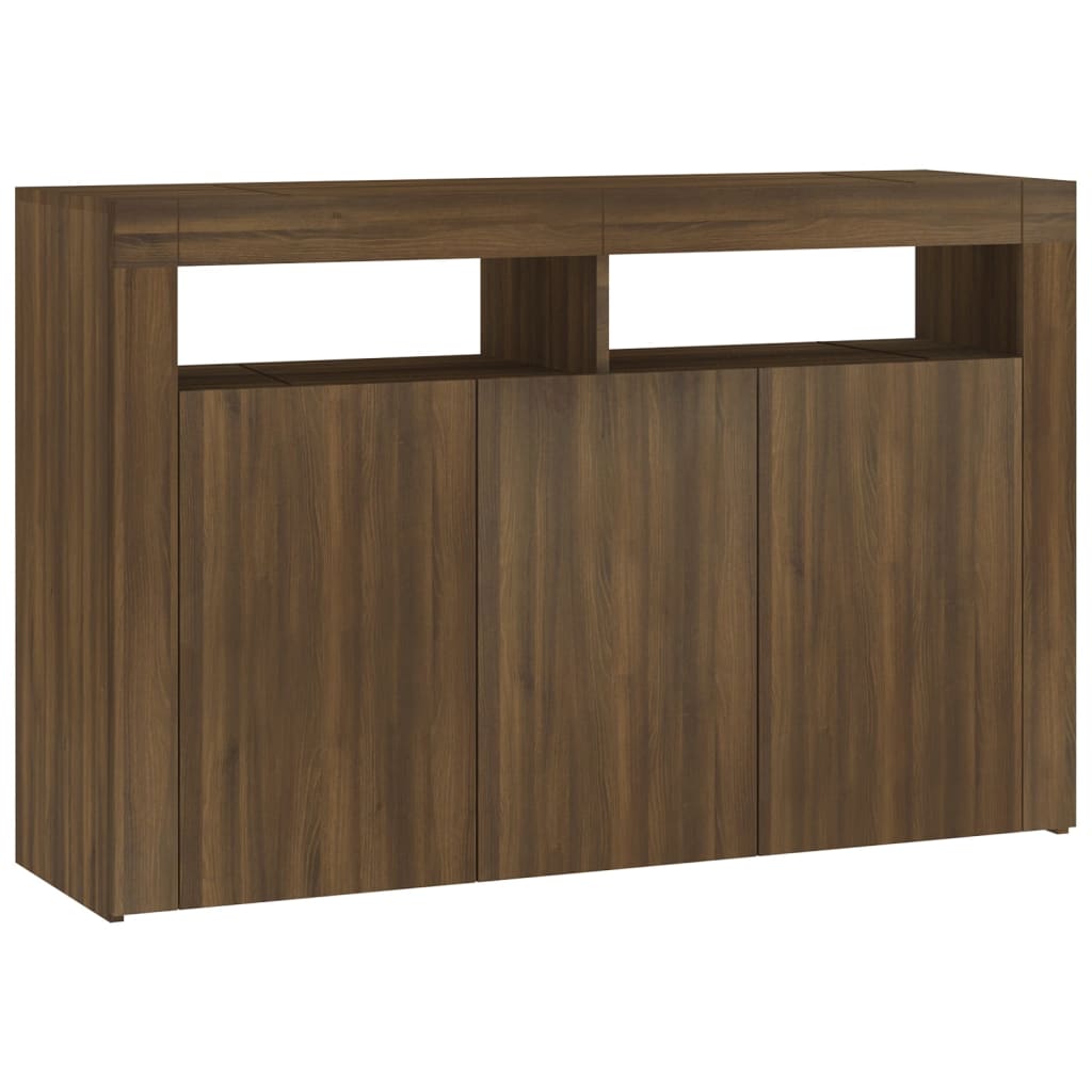 Sideboard mit LED-Leuchten, braune Eiche, 115,5 x 30 x 75 cm