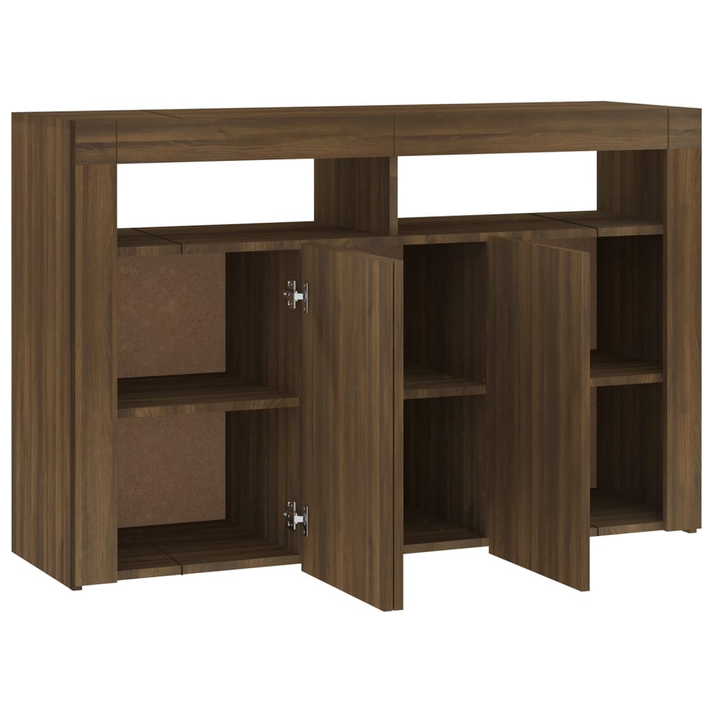 Sideboard mit LED-Leuchten, braune Eiche, 115,5 x 30 x 75 cm