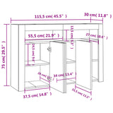 Sideboard mit LED-Leuchten, braune Eiche, 115,5 x 30 x 75 cm