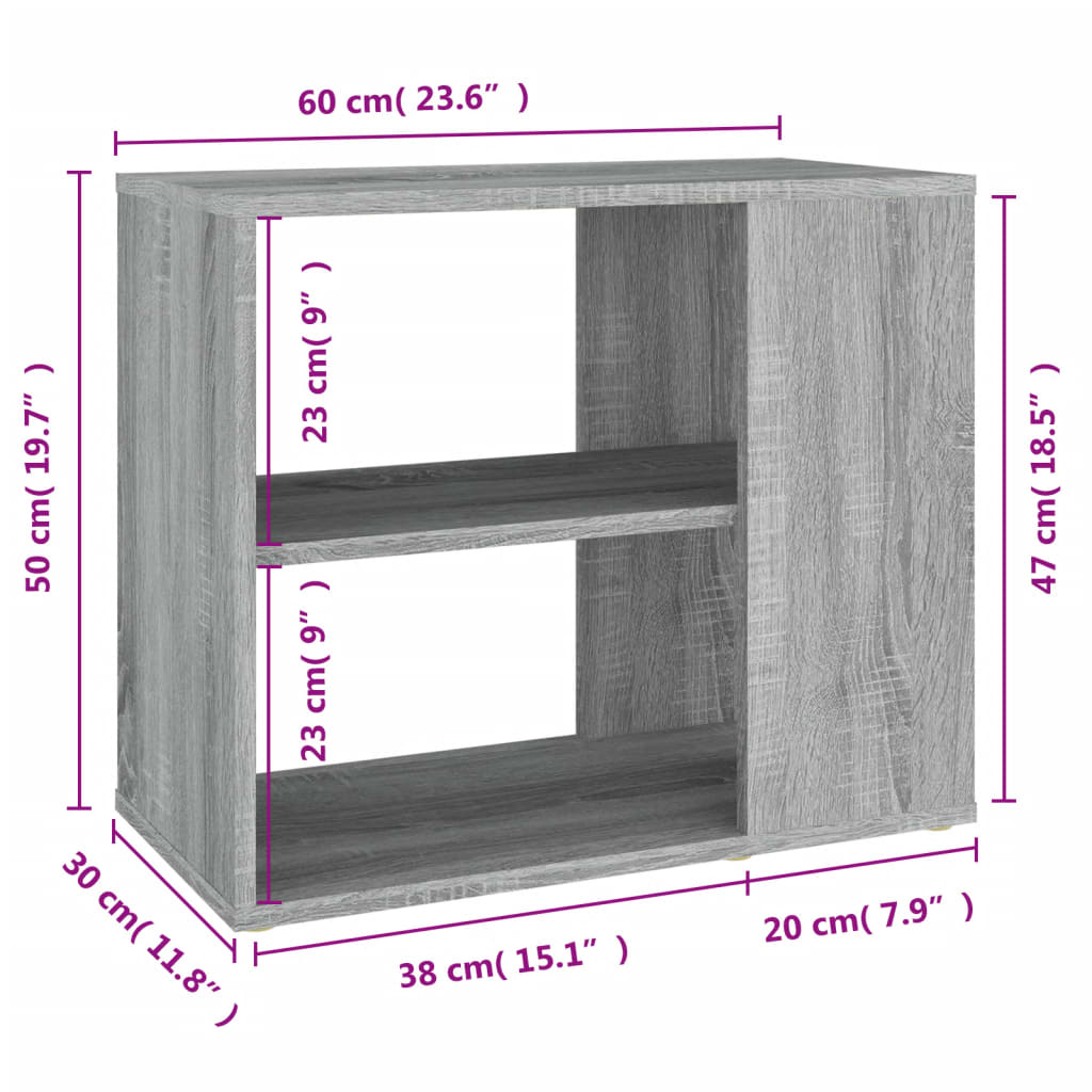 Sonoma Beistellschrank grau 60x30x50 cm Holzwerkstoff