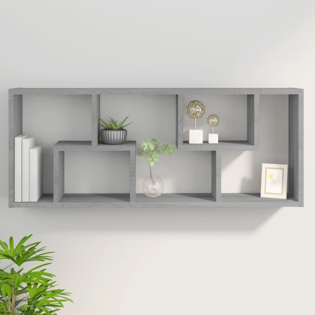 Sonoma wall shelf gray 36x16x90 cm Engineered wood