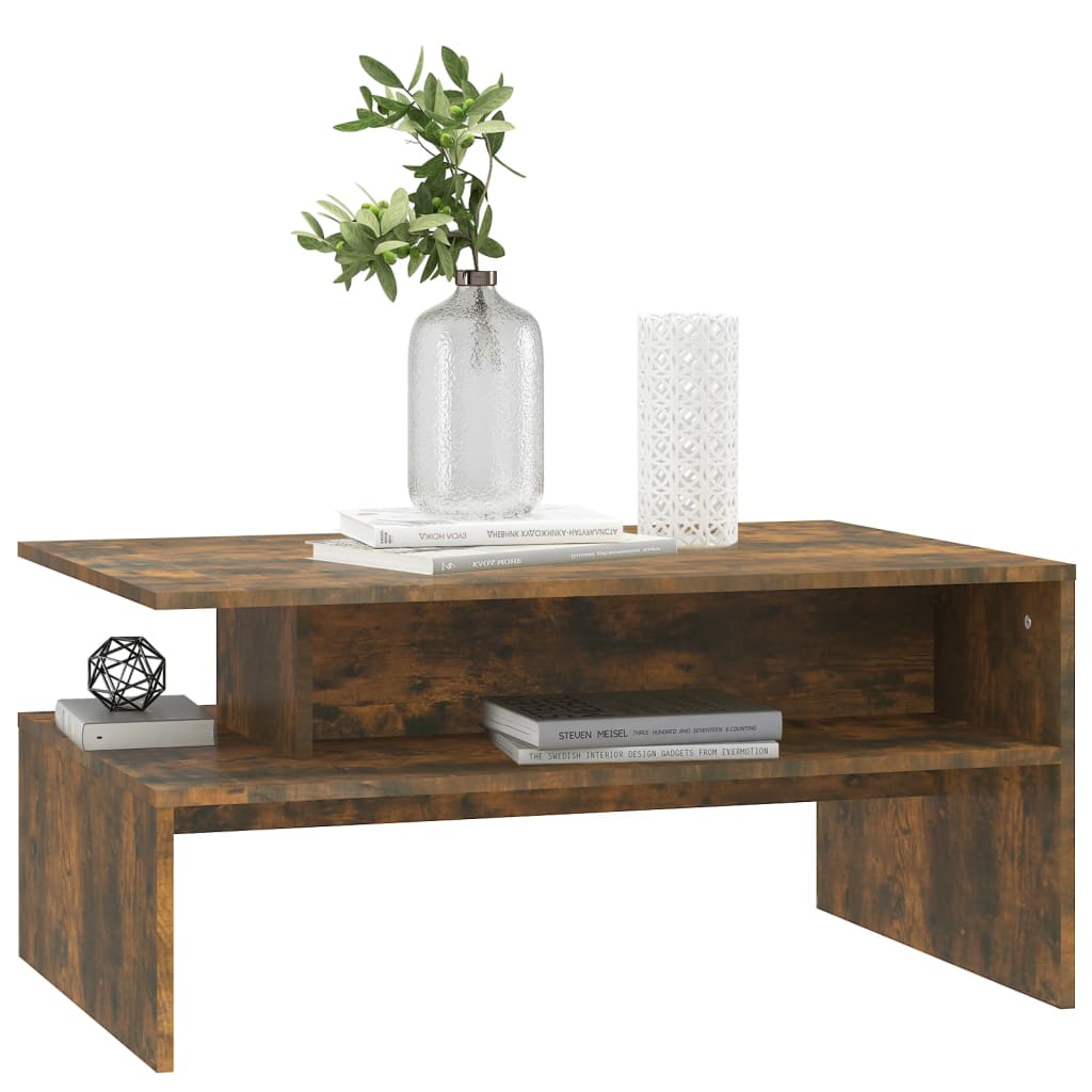 Table basse Chêne fumé 90x60x42,5 cm Bois d'ingénierie