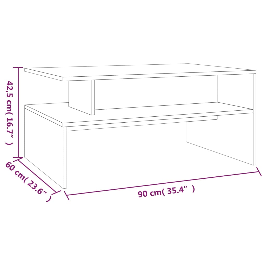 Table basse Chêne fumé 90x60x42,5 cm Bois d'ingénierie