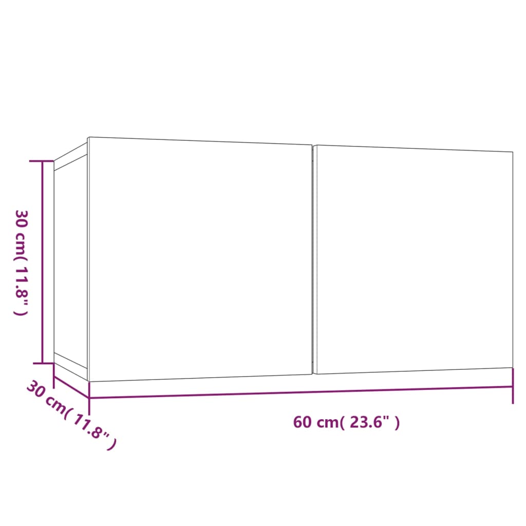 Armoire TV suspendue Chêne fumé 60x30x30 cm Bois d'ingénierie