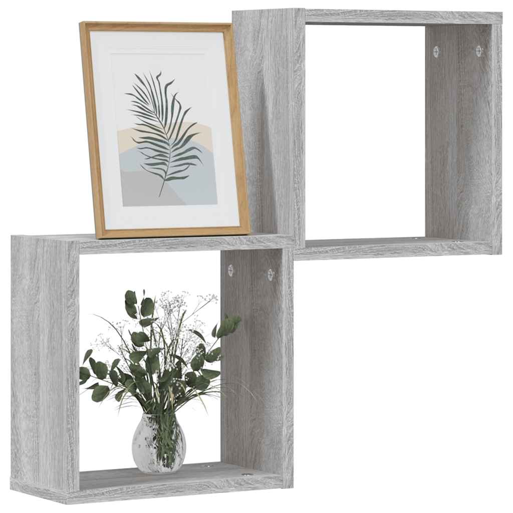 Étagères cube murales 2 pcs sonoma gris 30x15x30 cm