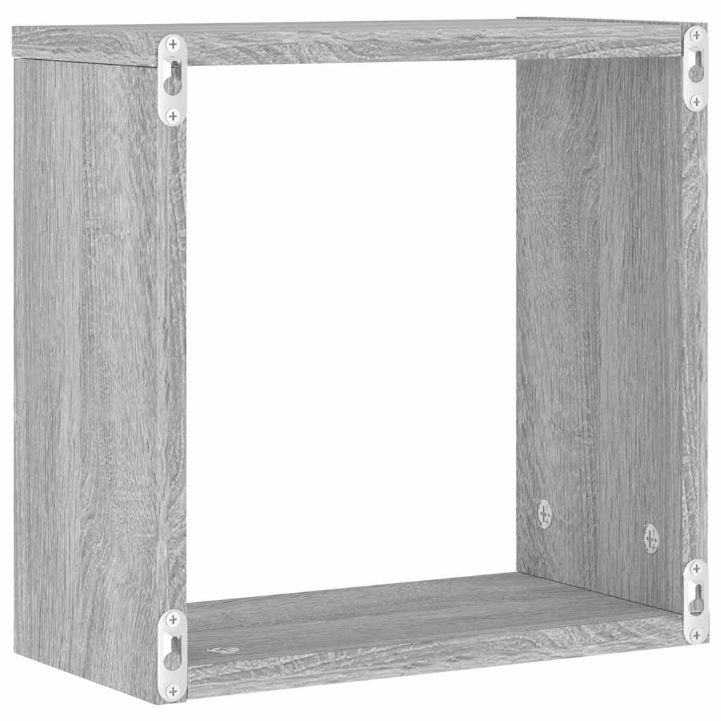 Étagères cube murales 4 pcs sonoma gris 30x15x30 cm