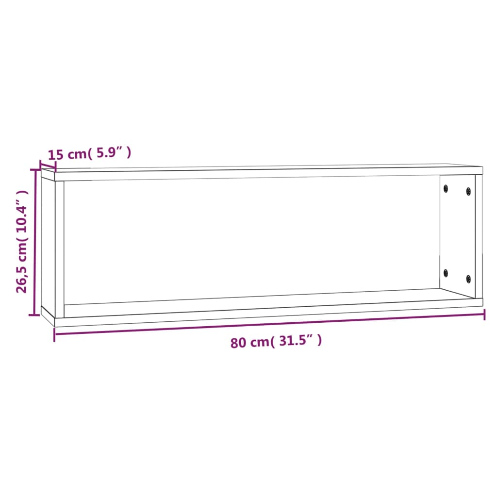 Étagères murales cubiques 2 pcs Chêne fumé 80x15x26,5 cm