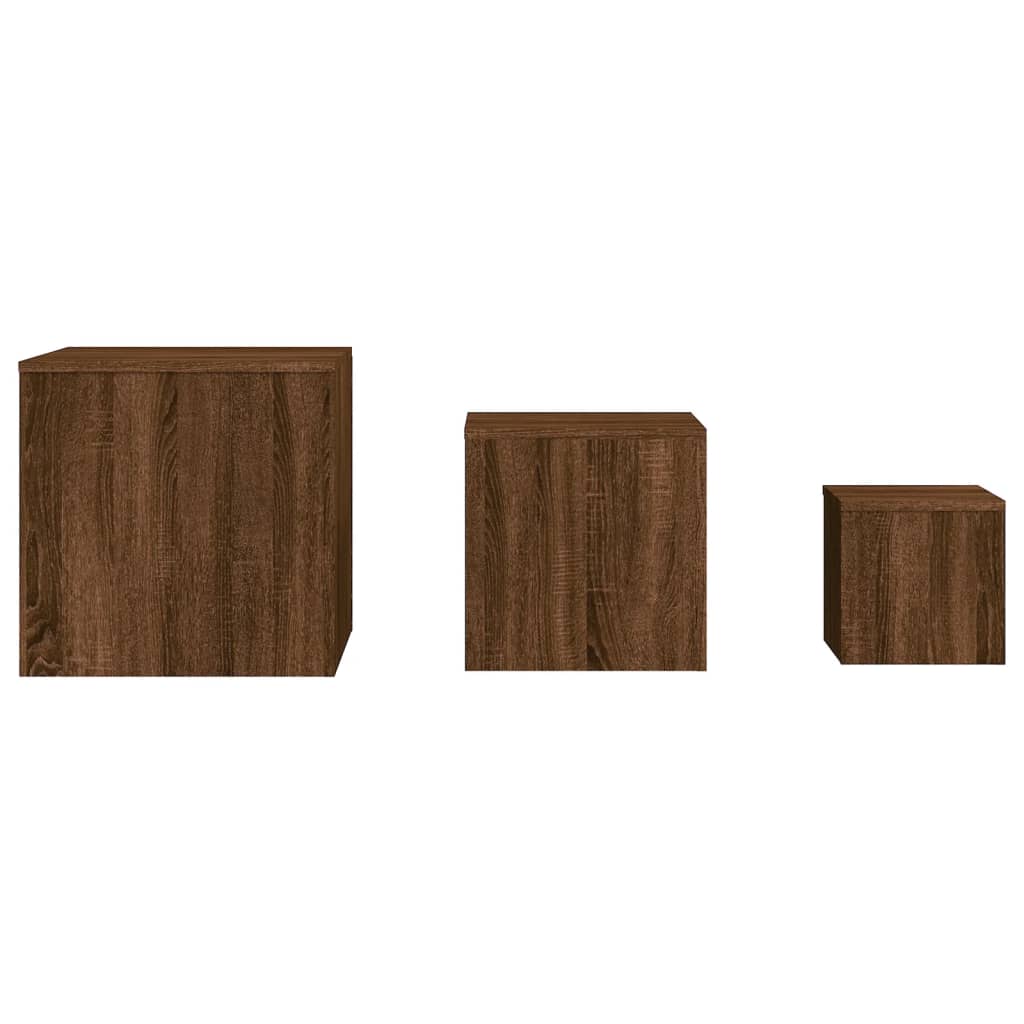 Tables d'appoint 3 pcs Chêne marron Bois d'ingénierie