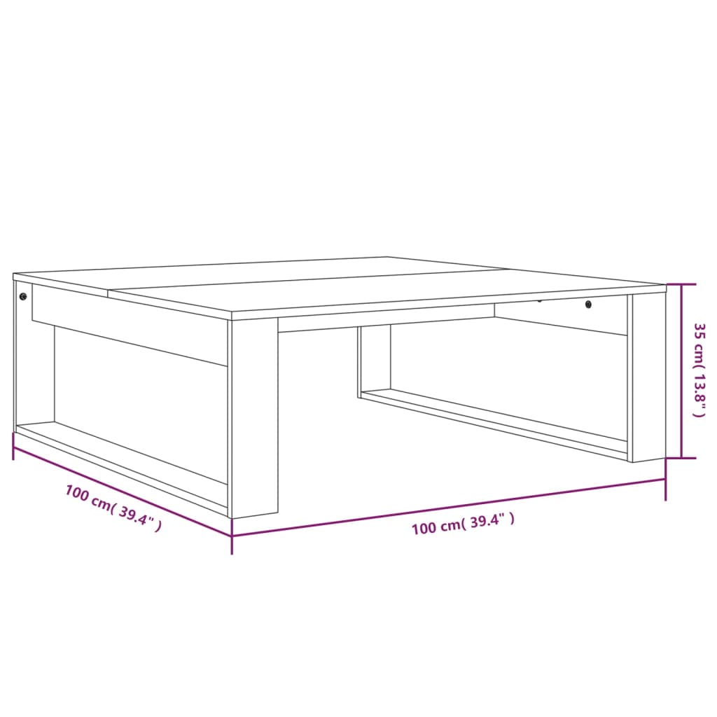 Couchtisch Räuchereiche 100x100x35 cm Holzwerkstoff