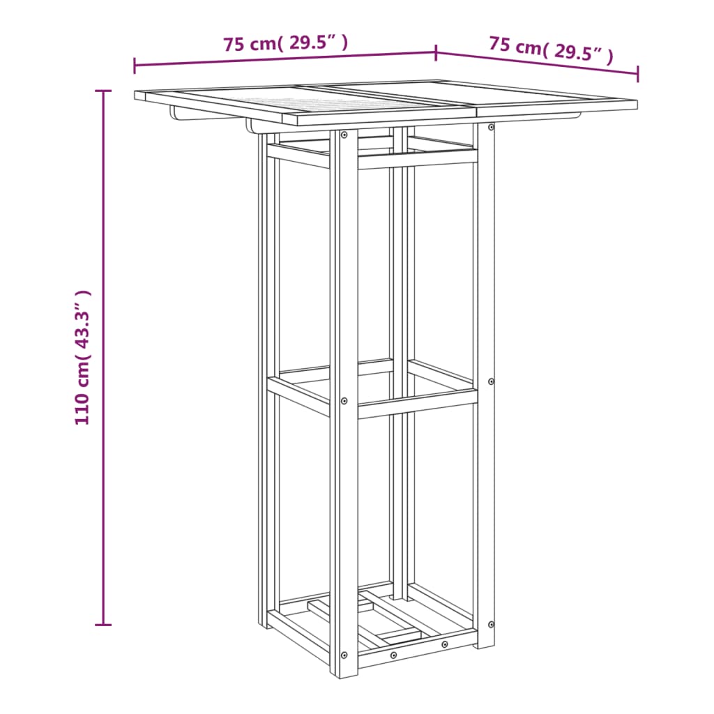 Table de bistro 75x75x110 cm Bois d'acacia massif