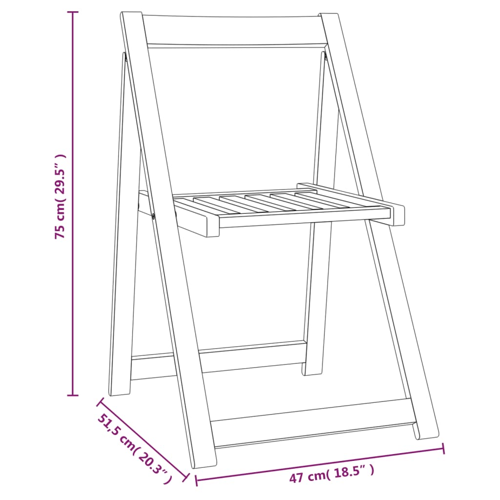 Chaises pliables de jardin lot de 4 Bois d'acacia massif