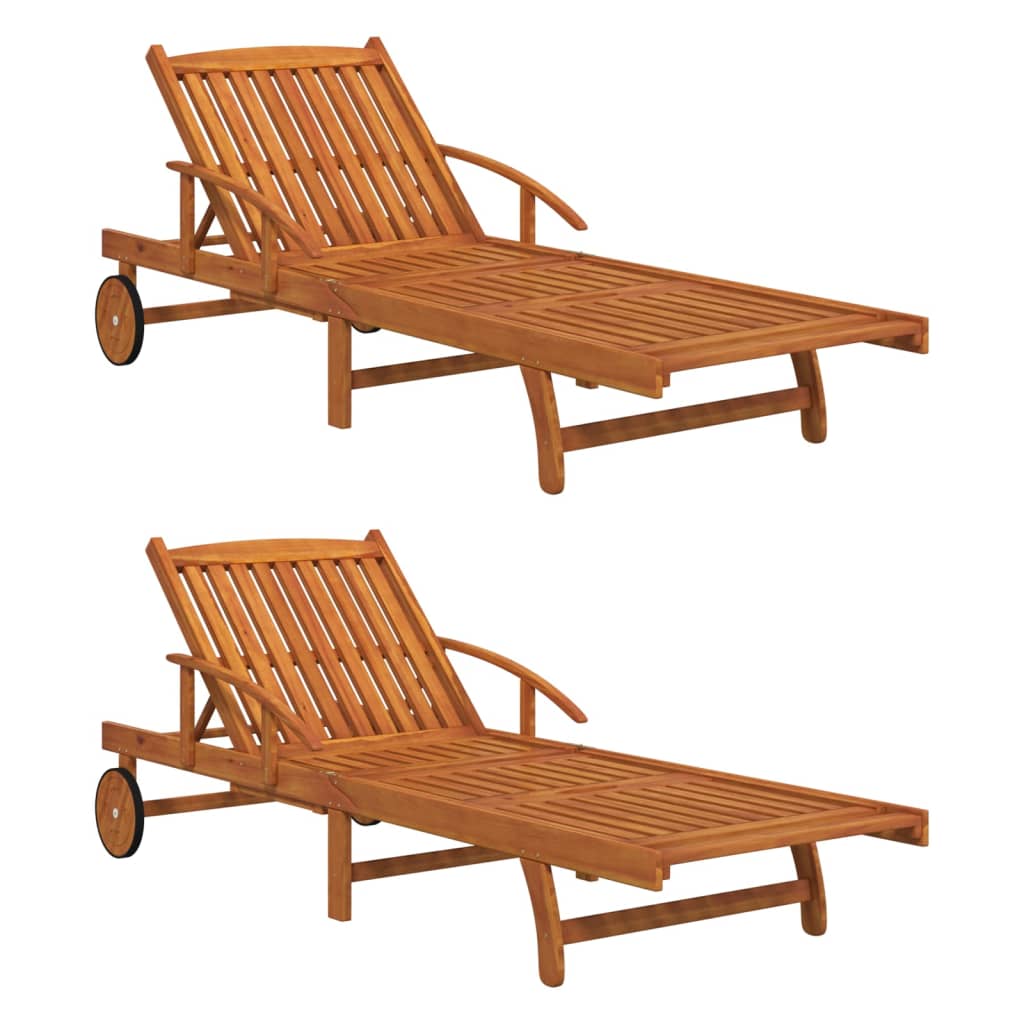 Chaises longues lot de 2 Bois d'acacia solide