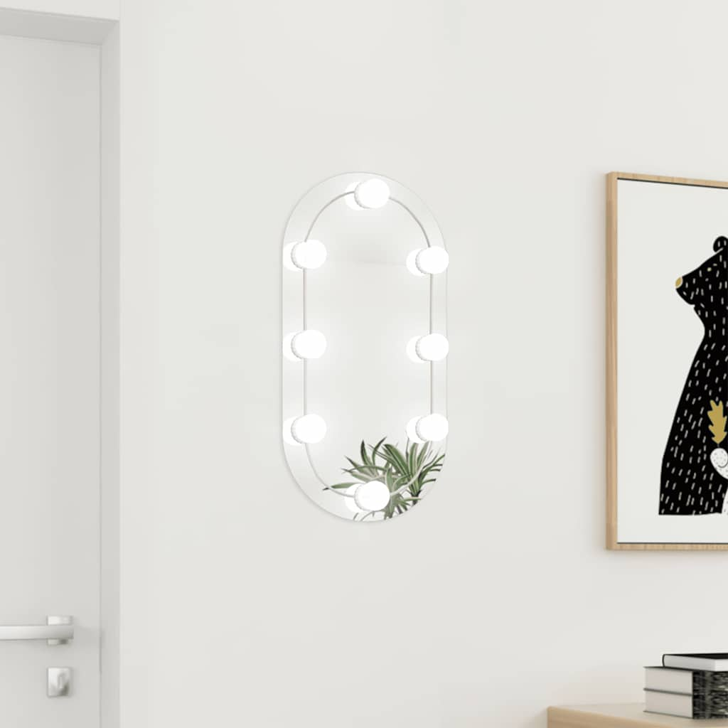 Miroir avec éclairage LED 60x30 cm Verre Ovale