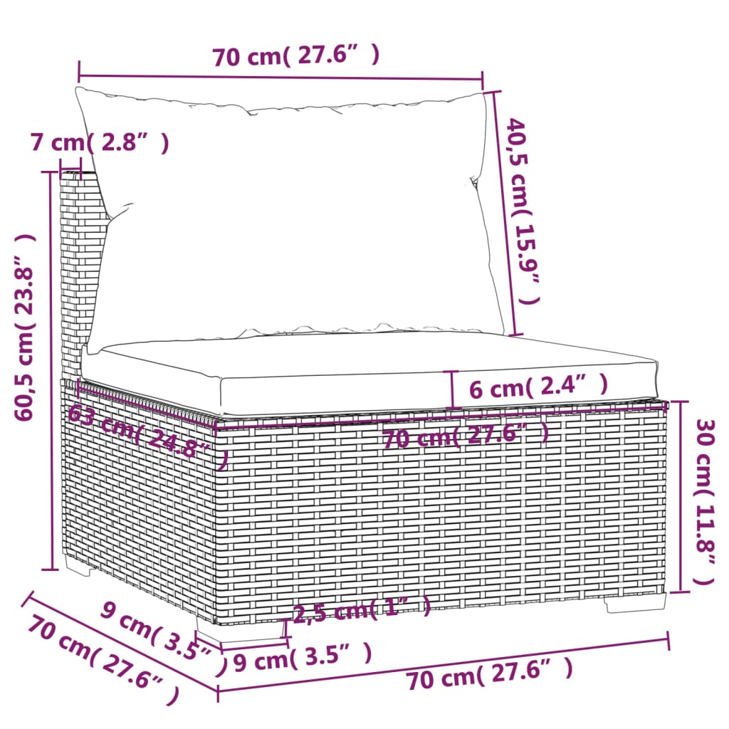 Salon de jardin 2 pcs avec coussins Résine tressée Gris