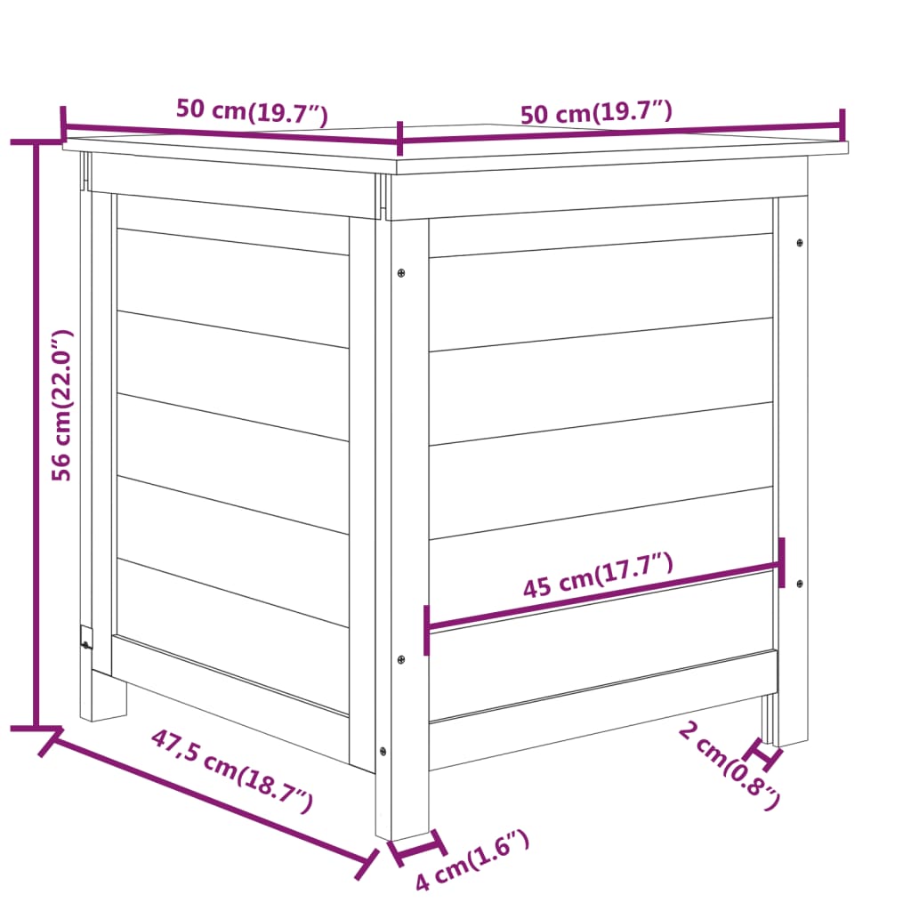 Outdoor-Kissenbox 50x50x56 cm Massives Tannenholz