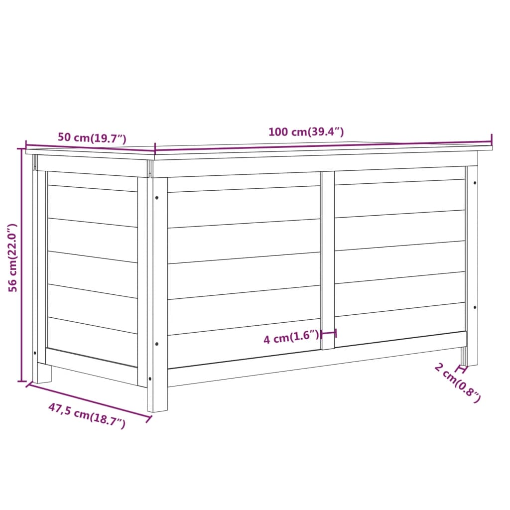 Outdoor-Kissenbox 100x50x56 cm Massives Tannenholz