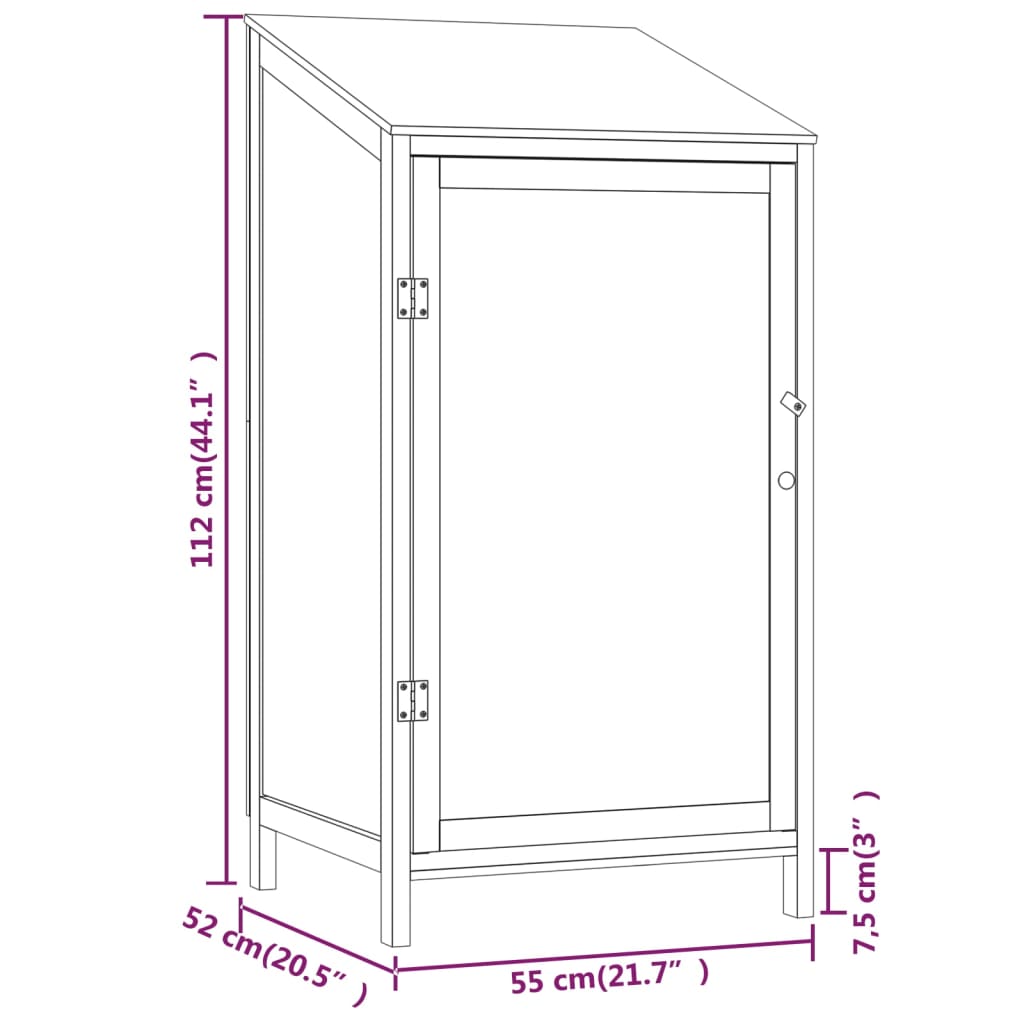 Remise de jardin Anthracite 55x52x112 cm Bois de sapin solide