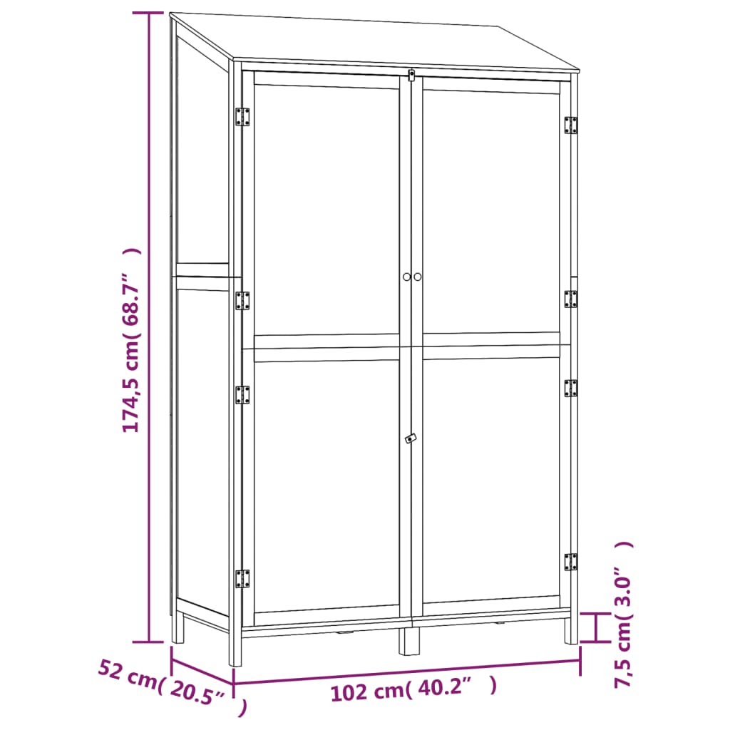 Remise de jardin Anthracite 102x52x174,5cm Bois de sapin solide