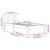 Bettgestell ohne Matratze weiß 75x190 cm